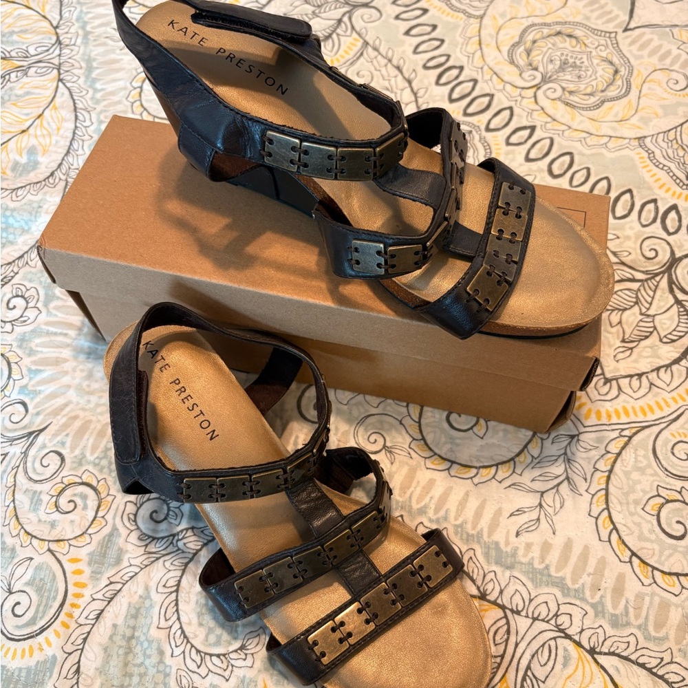 Brown and Gold Women's Sandals